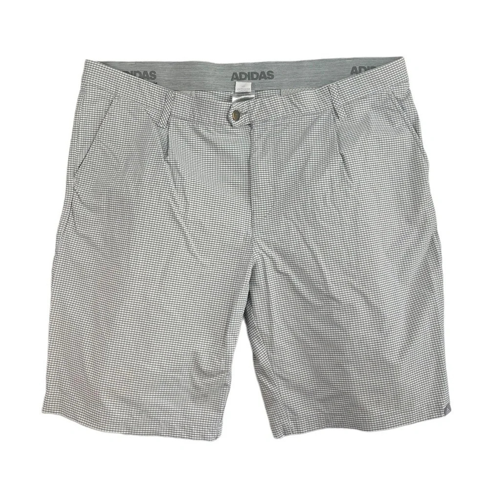 SH137 Mens Adidas Athletic Performance Stretch Plaid Golf Shorts 40